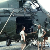 The downed UH-34 with Robert Johnson and Ron Toth at Ky Ha with HMM-263