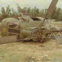 HMM-262 Aircraft damaged by Enemy detonated Land Mine