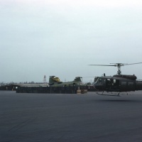 US Army Huey taxiing past HMM-263 area