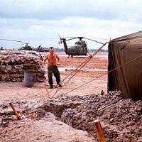 Lee Morton at sandbag hell when HMM-263 moved up to Phu Bai from Ky Ha. We were