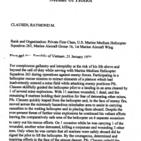 MEDAL OF HONOR CITATION PFC Raymond M. CLAUSEN HMM-263