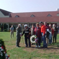 Preparing to place the Wreath at the Welk - Veterans Day 2001