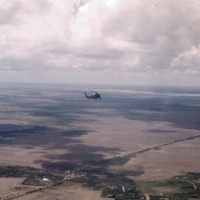 One of the two helos used to airlift the radio relay team north from Soc Trang