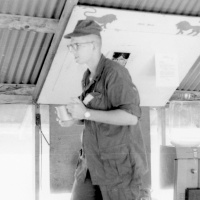 Cpl. Schultz in the Ready Room at Phu Bai