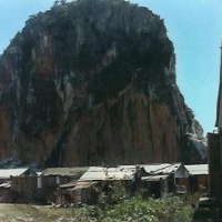 Ground level view of the Marble Mountains