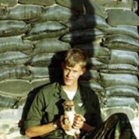 Dick Blume in front of bunker