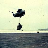 Another load of UH-34D by CH-53 on far east tarmac at Phu Bai flight line.