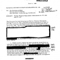 Presidential Authorization to Deploy Nuclear Weapons June 11th 1968