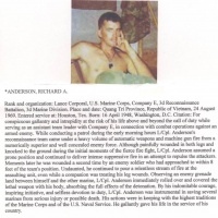 Phosthumously Medal Of Honor L/CPL Richard A. Anderson