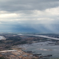 South view of coast with Marble Mountains left center