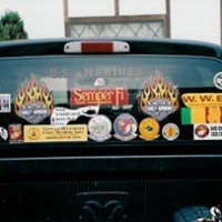 Can you tell this pick up truck belongs to a Marine
