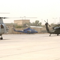BlackWater Super Huey in Downtown Baghdad. June 2008