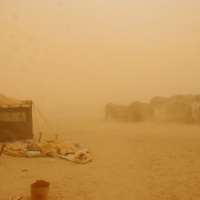dust storm at the camp