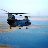 CH46E over Lake Habbiniyah