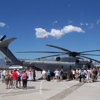 CH53E static display with visitors