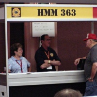 the LUCKY RED LIONS of HMM-363 check in booth