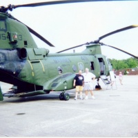 Darrell Tygart and Joe Reed in front of the Saigon bird. Reunion 2002