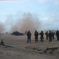 Grunts waiting to board HMH-463 choppers