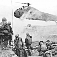 Unknown UH-34 lands at A-3