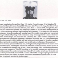 Posthumous Medal Of Honor PFC Oscar P. Austin