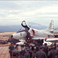 MAG 12 CO Col. John Noble comes down Ladder after Arrival at Chu Lai June 1