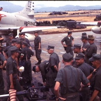 Marines Milling Around waiting for Cake Cutting Ceremony at Chu Lai June 1