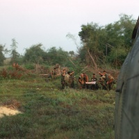 Medevac being carried to CH-46