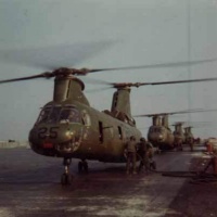 Four CH-46Ds Refueling