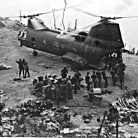 CH-46 loads supplies and Marines