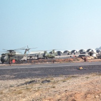 CH-53 and CH-46 at refuel pit