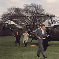President Kennedy with both Army and Marine VH-34-Ds.