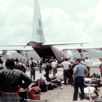 Marine C130 from VMGR 152 disembarks Marines at Chu Lai Aug 1965