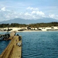 LST 1165 Washoe County lands at causeway at Chu Lai Viet Nam May 23