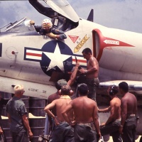VMA 225 Ground Maintenance Marines Troubleshoot A4C Aircraft at Chu Lai June 1965.