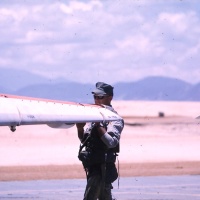 Maj. Don Gillum VMA 225 XO Preflights A4C aircraft at Chu Lai Sept. 1965.