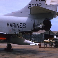VMF 214 Blacksheep Damaged A4C Aircraft at Chu Lai Sept. 1965.