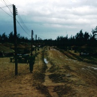 Road in front of MAG 12 Messhall at Chu Lai during Monsoon Sept. 1965.