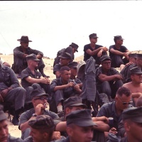 Marines watching USO show at Chu Lai Aug. 1965