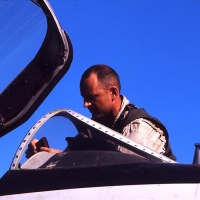 VMA 225 Pilot Lt. Rowland Spider Croft climbs into cockpit of A4C at Chu Lai Aug. 1965