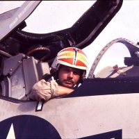 VMA 225 Pilot Lt. Ralph Stewart in Cockpit of A4C at Chu Lai; Aug. 1965.