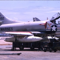 VMA 225 Charlie Echo # 9 BU # 148462 on Stilts for troubleshooting Wheels Up Chu Lai Aug. 1965.