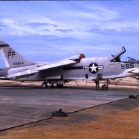 Navy RF 8A Crusader Photo Recon Aircraft from VFP 63 at Chu Lai Sept. 1965.