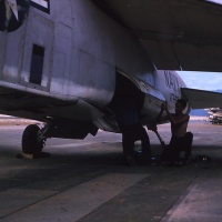 Sailors work on Disabled RF-8A Crusader at Chu Lai Sept. 1965.
