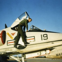 VMA 225 Plane Captain Dewey Riemer Preflights Charlie Echo # 19 at Chu Lai Aug. 1965