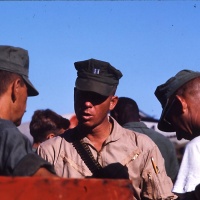 Marines from VMA 225 discuss operations on Flight Line Sept. 1965