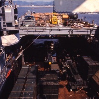 LSD 19 USS Comstock in Iwakuni Harbor all packed up for cruise to Chu Lai May 17