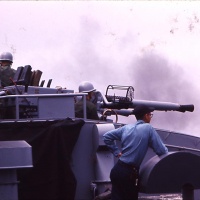 Gunnery Practice on board USS Comstock LSD 19 on way to Chu Lai May 21