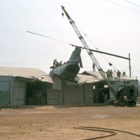 CH-46 resting on 1st. MAW postoffice in DaNang
