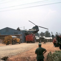 CH-46 resting on 1st. MAW postoffice in DaNang