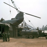 CH-46 resting on 1st. MAW postoffice in DaNang